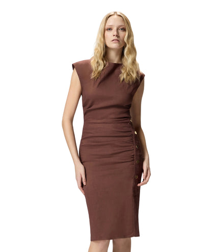 Pinko Abito Aderente in Misto Lino Stretch Alissa 106521 A34I Marrone