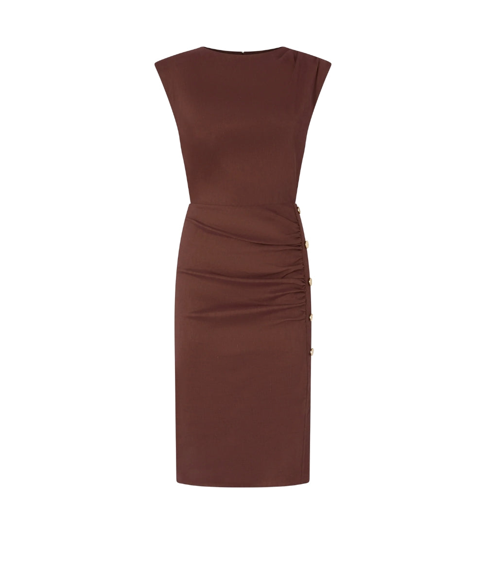 Pinko Abito Aderente in Misto Lino Stretch Alissa 106521 A34I Marrone