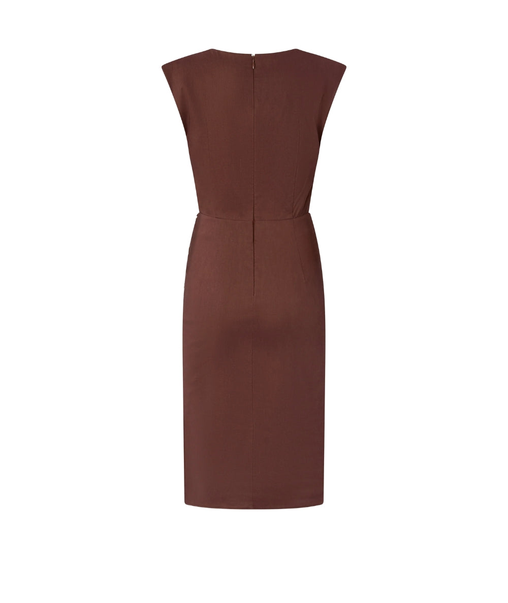 Pinko Abito Aderente in Misto Lino Stretch Alissa 106521 A34I Marrone