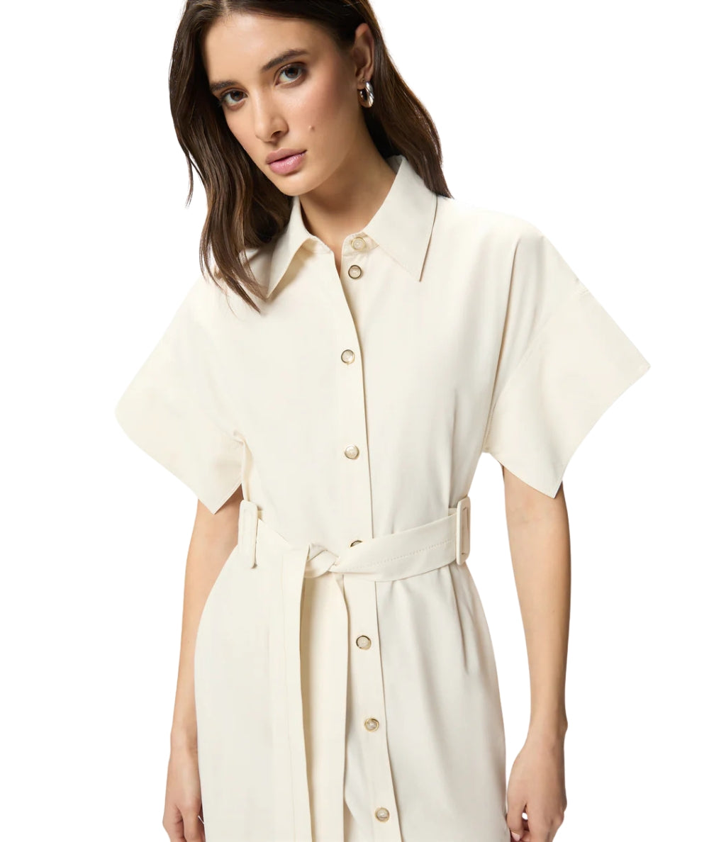 Pinko Abito Chemisier Midi in Cotone Alesha 106309 A2ER Bianco Crema