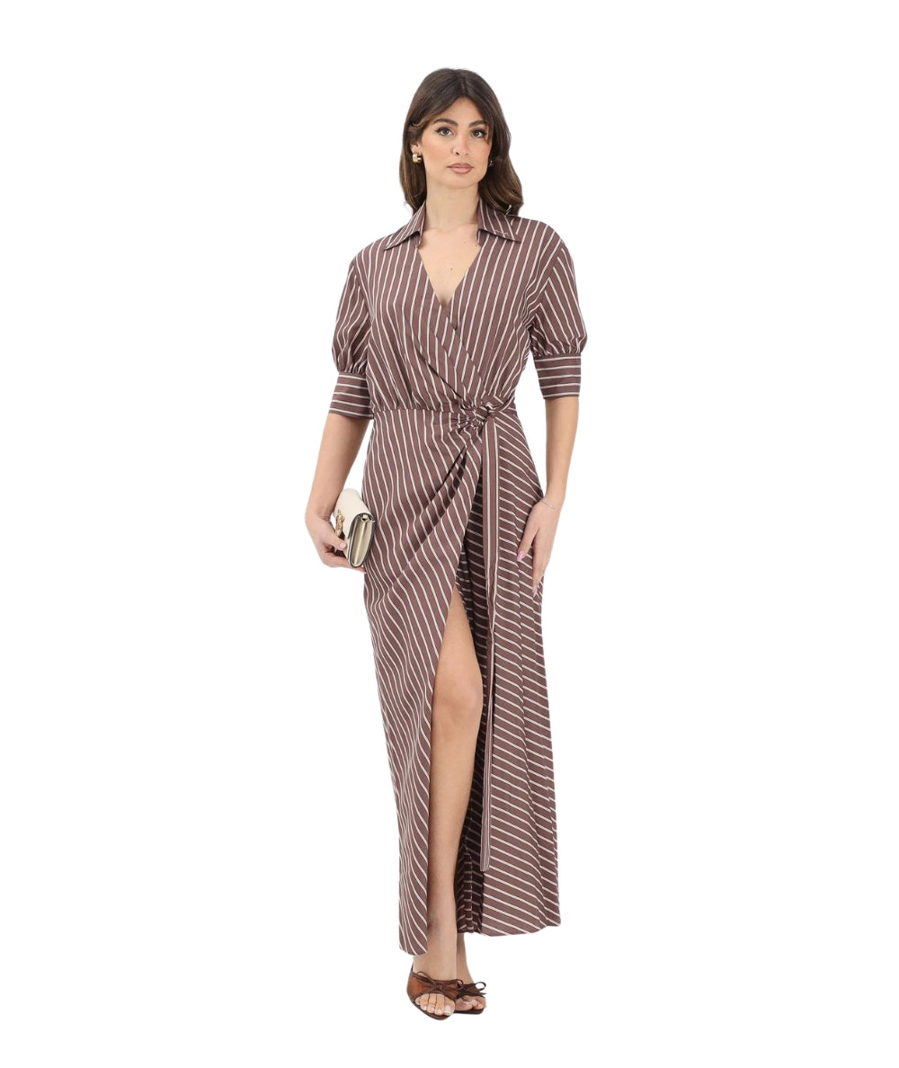 Pinko Abito Lungo a Righe Alexandra 106669-A33Q Marrone Rosa
