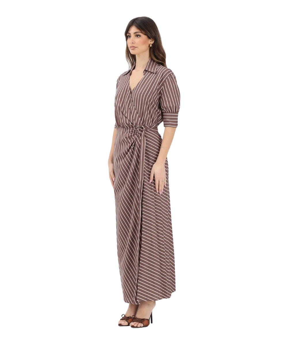 Pinko Abito Lungo a Righe Alexandra 106669-A33Q Marrone Rosa