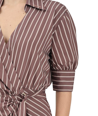 Pinko Abito Lungo a Righe Alexandra 106669-A33Q Marrone Rosa