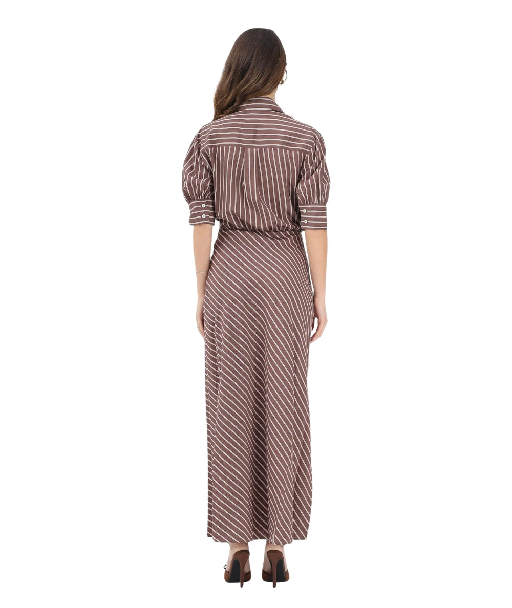 Pinko Abito Lungo a Righe Alexandra 106669-A33Q Marrone Rosa