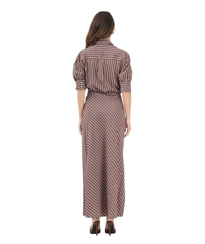 Pinko Abito Lungo a Righe Alexandra 106669-A33Q Marrone Rosa