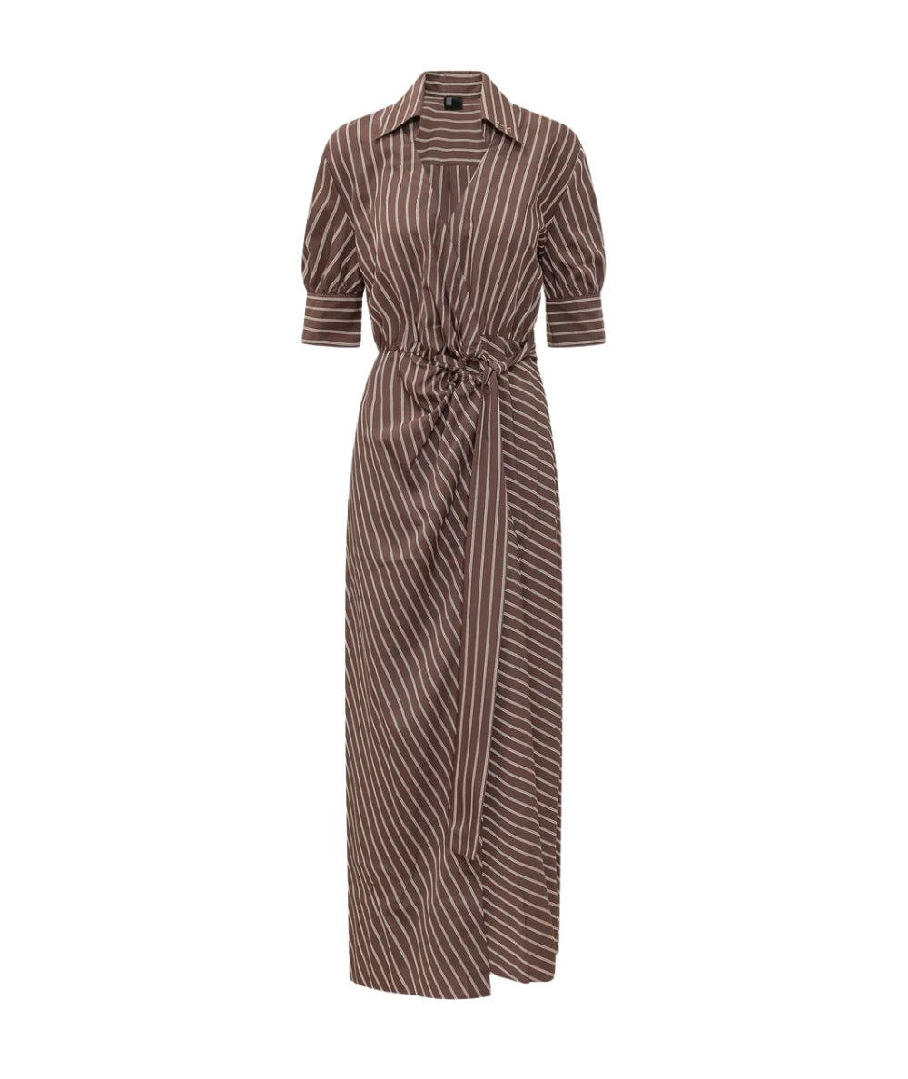 Pinko Abito Lungo a Righe Alexandra 106669-A33Q Marrone Rosa
