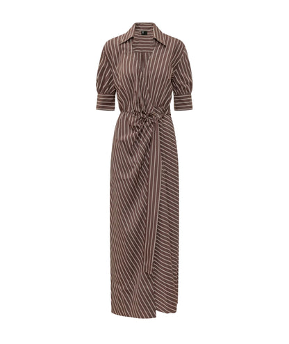 Pinko Abito Lungo a Righe Alexandra 106669-A33Q Marrone Rosa