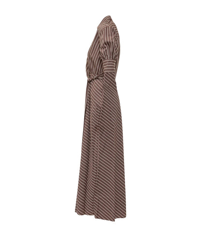 Pinko Abito Lungo a Righe Alexandra 106669-A33Q Marrone Rosa