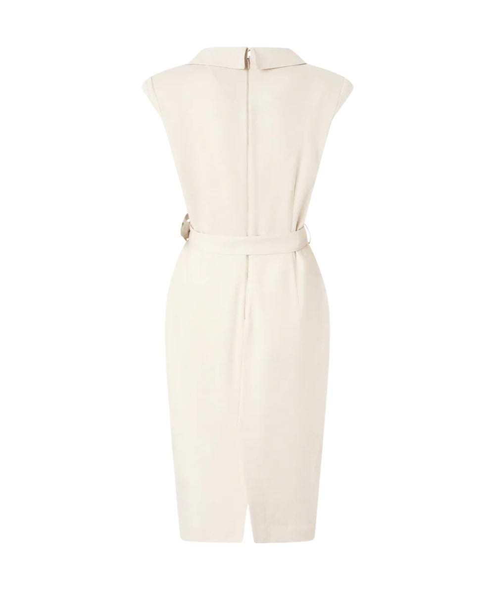 Pinko Abito Midi a Portafoglio con Scollo a V 106565 A2W6 Bianco Crema