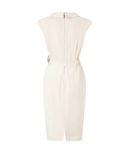 Pinko Abito Midi a Portafoglio con Scollo a V 106565 A2W6 Bianco Crema