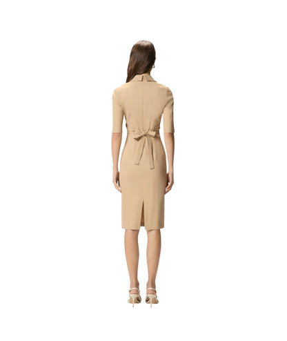 Pinko Abito Midi in Lino Stretch con Incrocio ALLYSON 106499 A34I Beige
