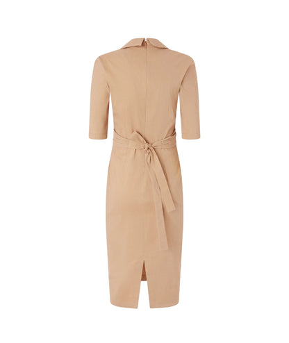 Pinko Abito Midi in Lino Stretch con Incrocio ALLYSON 106499 A34I Beige