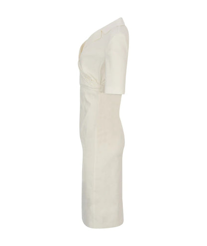 Pinko Abito Midi in Lino Stretch con Incrocio Allyson 106499-A34I Bianco 