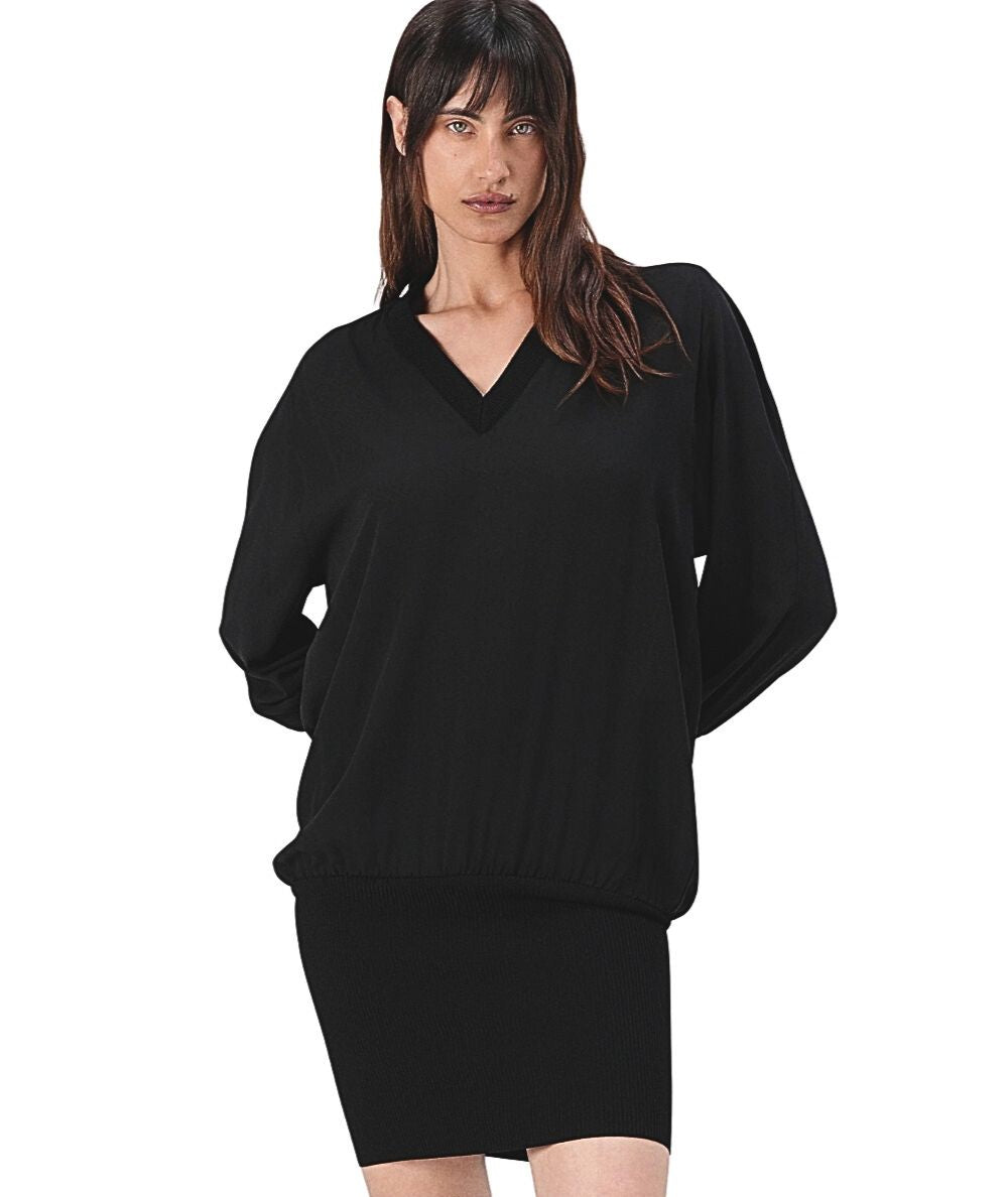 Pinko Abito in Crepe Fluido Scollo a V ALBICOCCA Nero