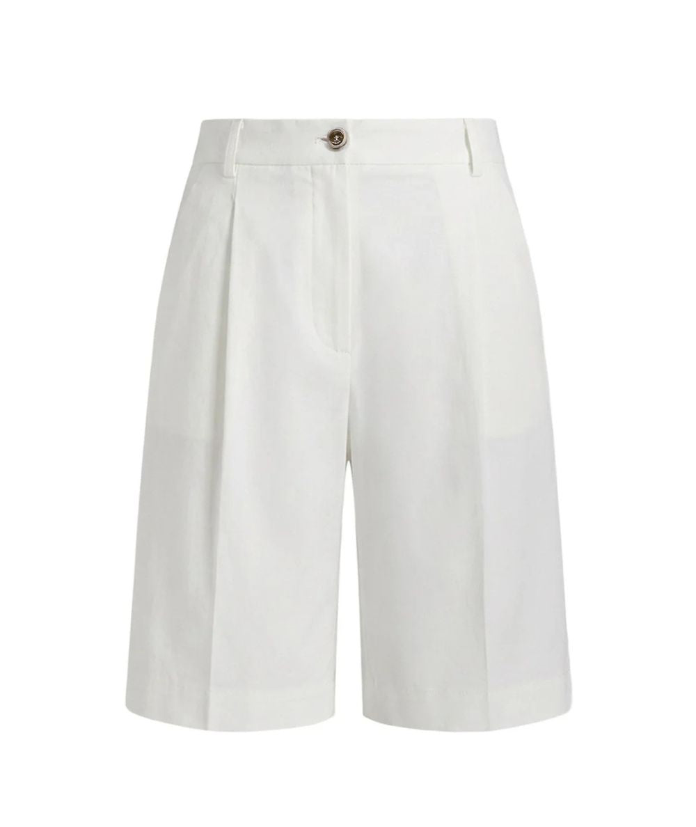 Pinko Bermuda in Misto Lino e Viscosa Bryana 106594 A34I Bianco 