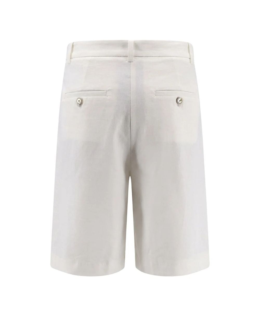 Pinko Bermuda in Misto Lino e Viscosa Bryana 106594 A34I Bianco 