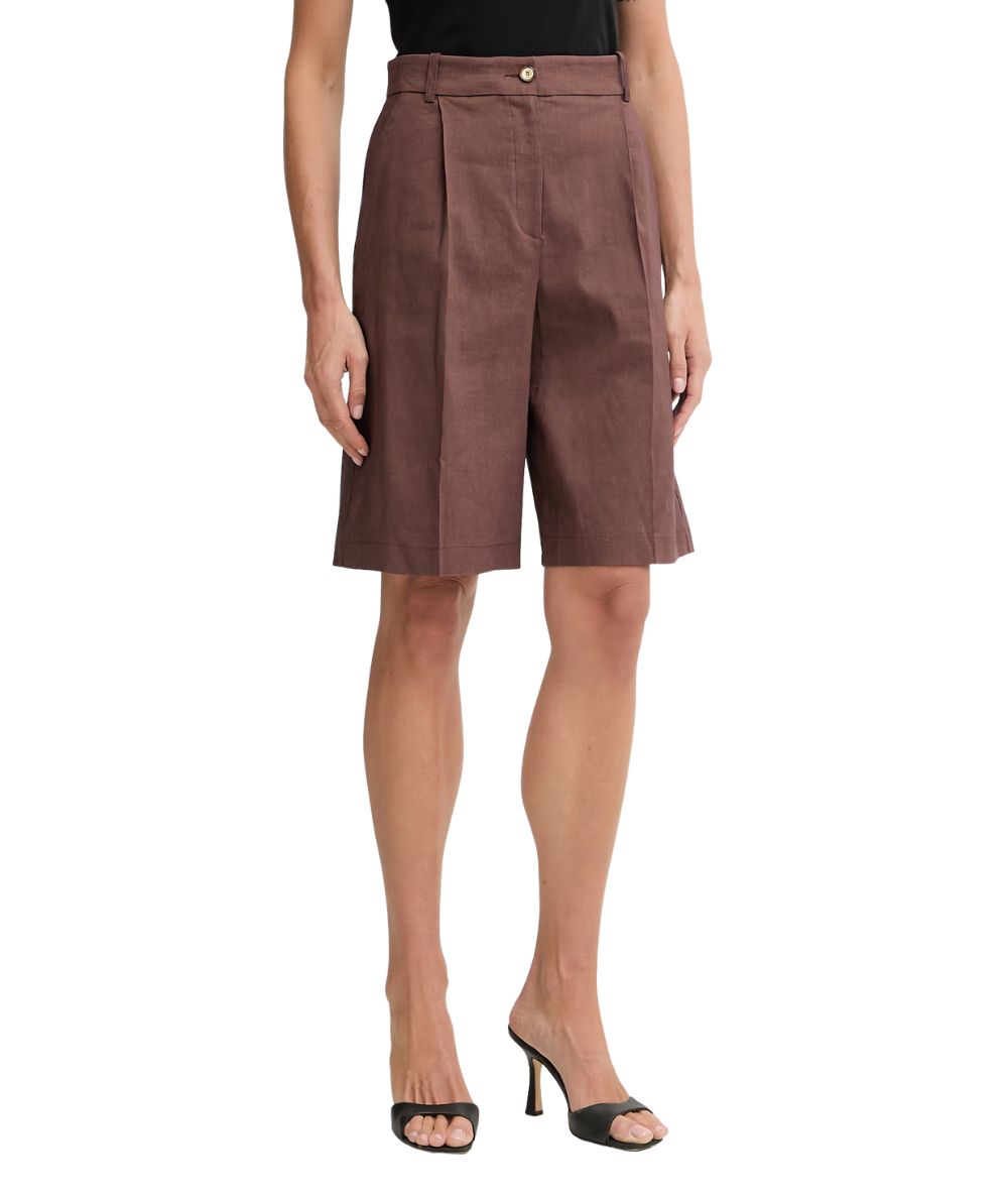 Pinko Bermuda in Misto Lino e Viscosa Bryana 106594 A34I Marrone