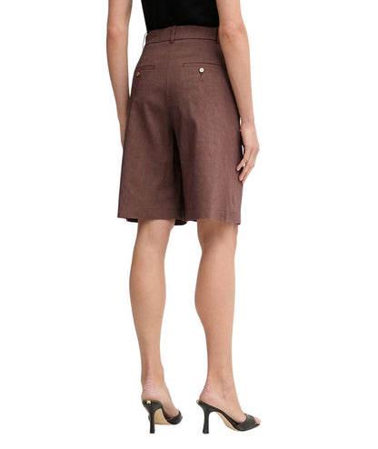 Pinko Bermuda in Misto Lino e Viscosa Bryana 106594 A34I Marrone