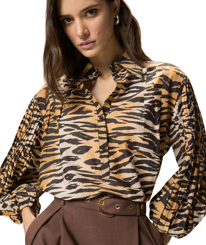 Pinko Blusa in Fantasia Animalier in Misto Seta Darcey 106576 A37Q Beige