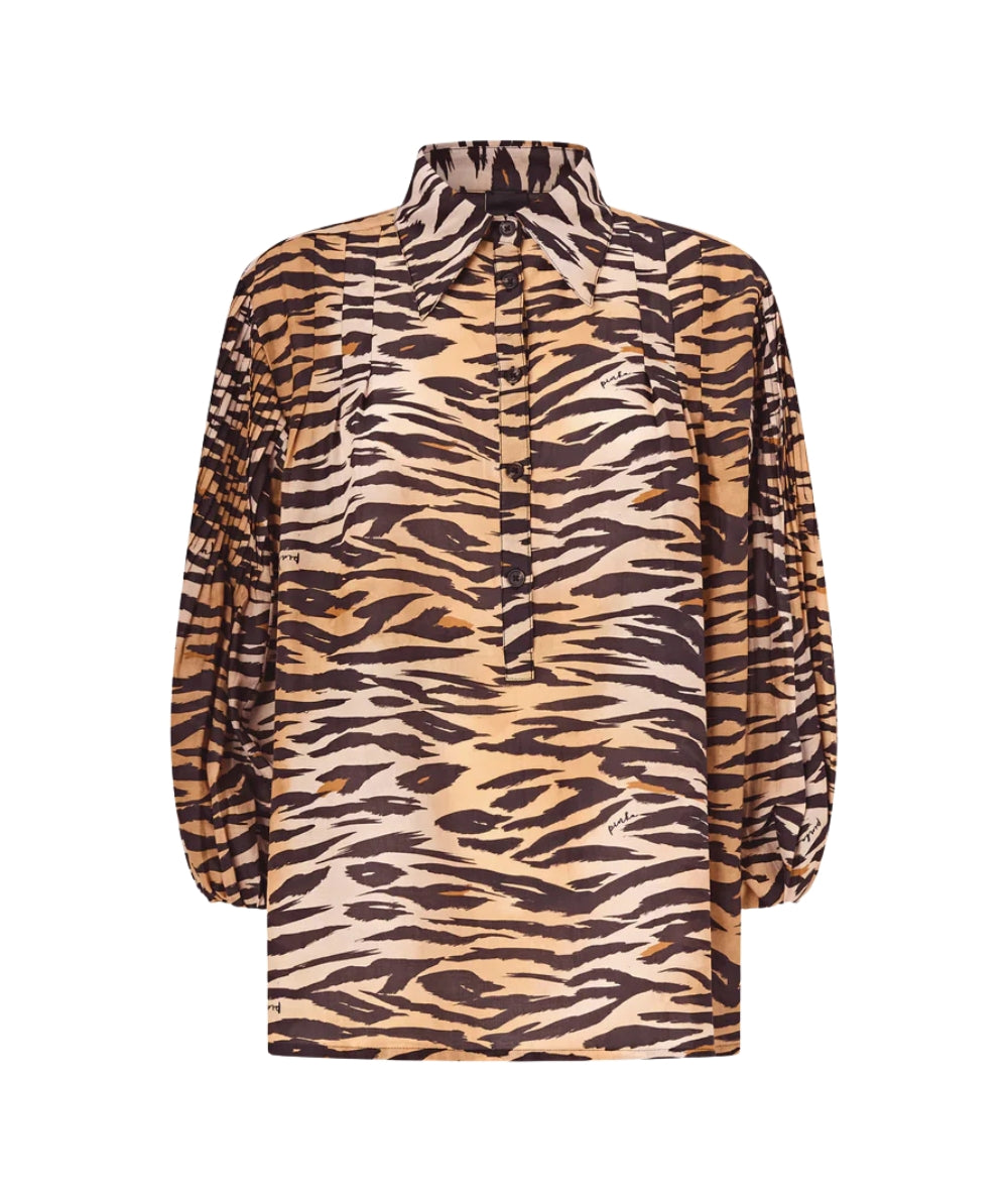 Pinko Blusa in Fantasia Animalier in Misto Seta Darcey 106576 A37Q Beige