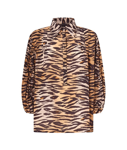 Pinko Blusa in Fantasia Animalier in Misto Seta Darcey 106576 A37Q Beige