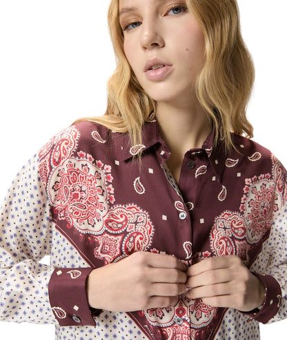 Pinko Camicia in Twill in Fantasia Stile Foulard Cher 106202 A31K Multicolore