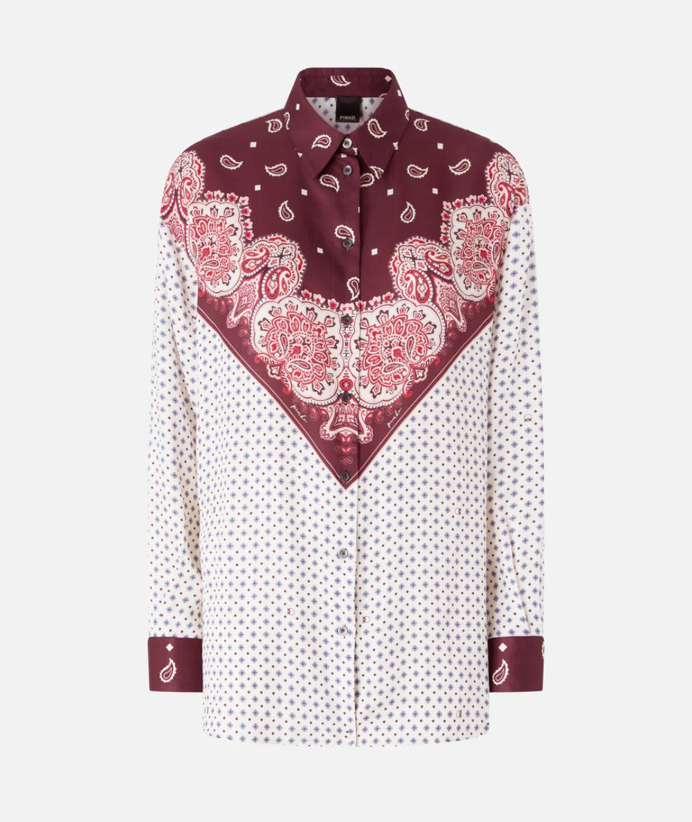 Pinko Camicia in Twill in Fantasia Stile Foulard Cher 106202 A31K Multicolore