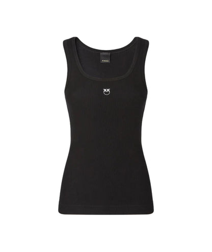 Pinko Canotta a Costine con Logo Dorato Calcolatore 100807 A338 Nero 