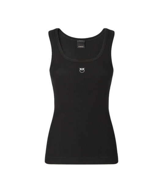 Pinko Canotta a Costine con Logo Dorato Calcolatore 100807 A338 Nero 