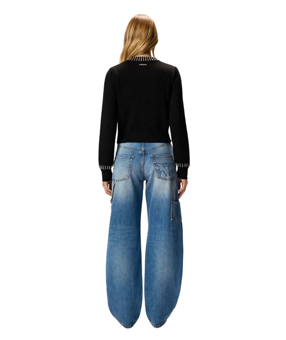 Pinko Cardigan con Strass SPEZZINO 105686 A2S4 Nero