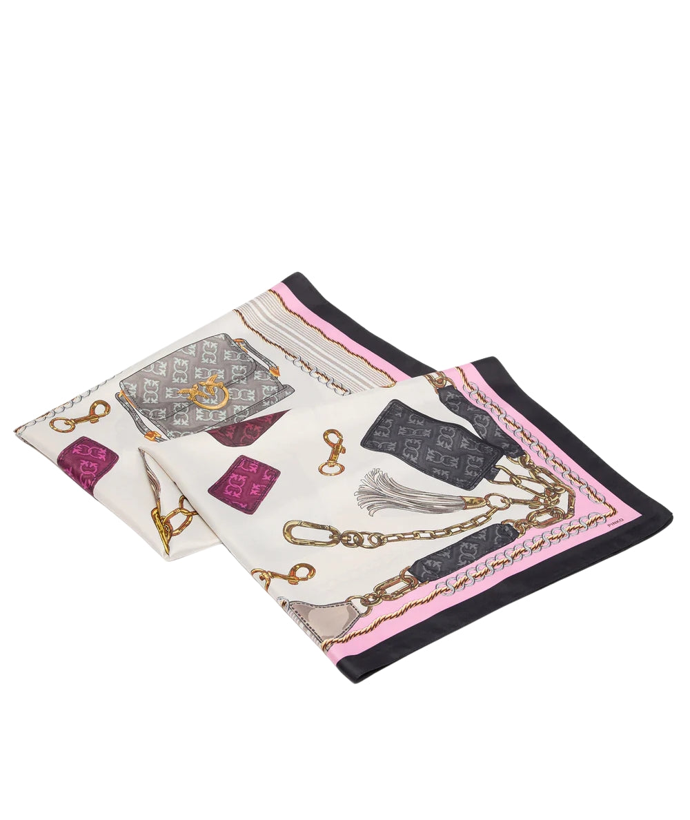 Pinko Foulard in Twill di Misto Seta con Stampa Borse 106656 A39L Multicolore