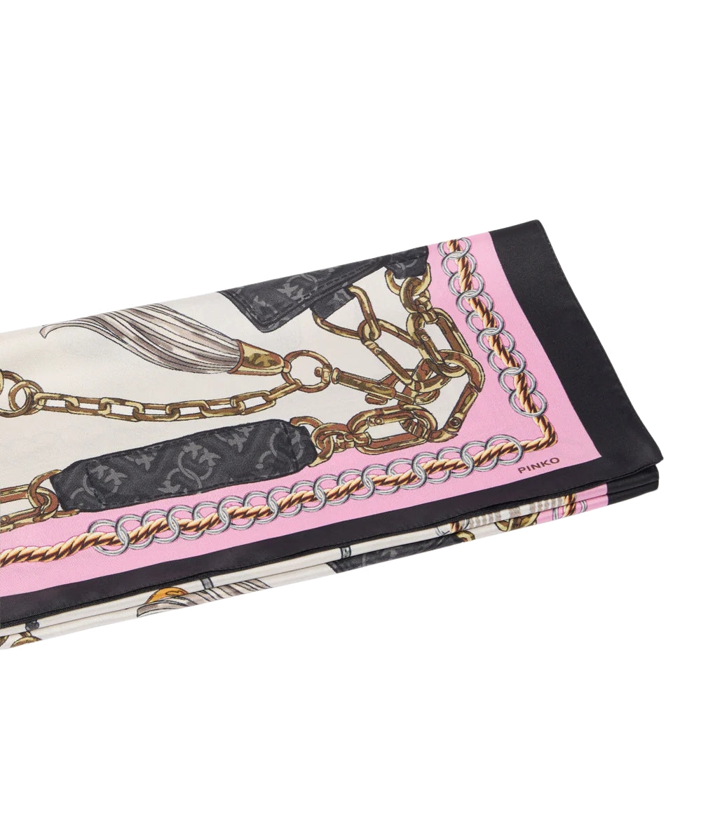 Pinko Foulard in Twill di Misto Seta con Stampa Borse 106656 A39L Multicolore