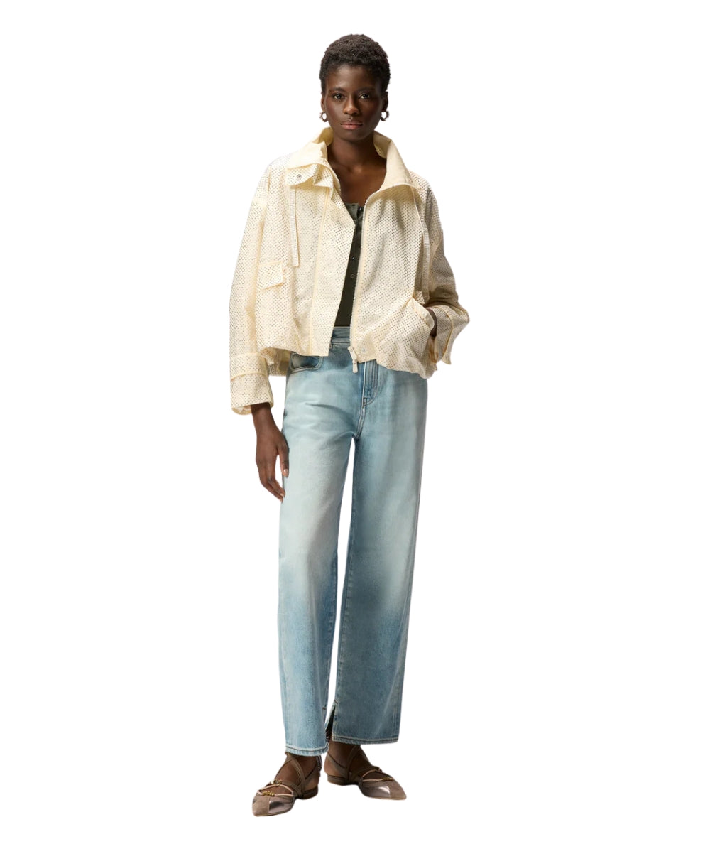 Pinko Giacca Blouson in Tela con Micro Borchie 106166 A31V Bianco 