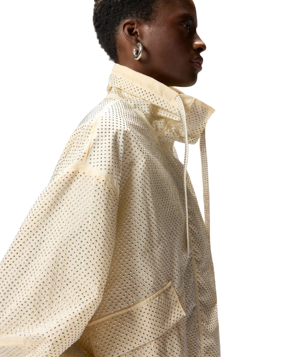 Pinko Giacca Blouson in Tela con Micro Borchie 106166 A31V Bianco 