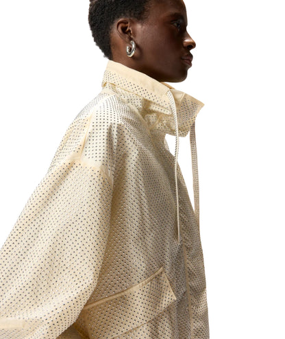 Pinko Giacca Blouson in Tela con Micro Borchie 106166 A31V Bianco 