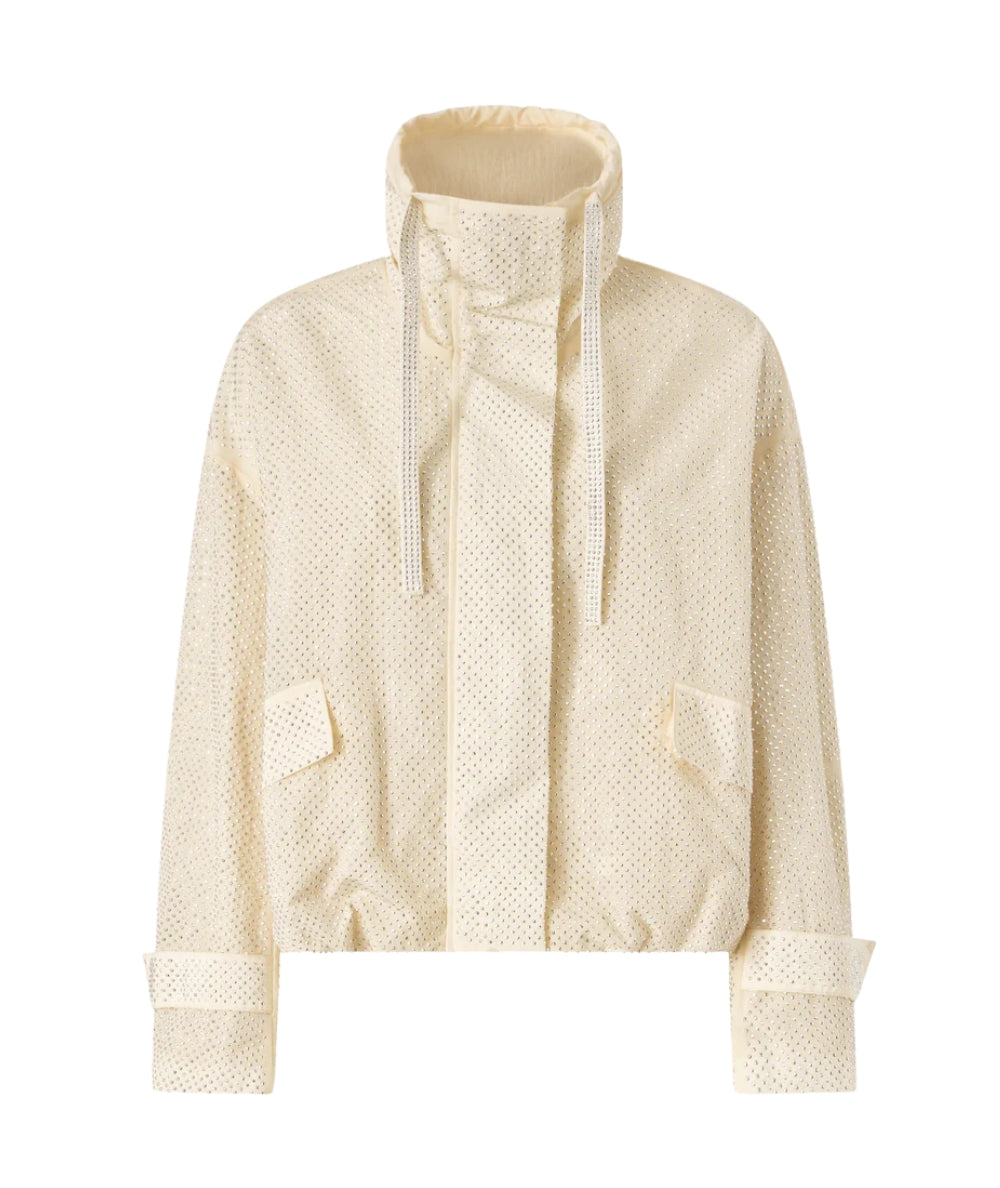 Pinko Giacca Blouson in Tela con Micro Borchie 106166 A31V Bianco 