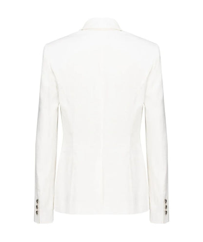 Pinko Giacca Monopetto in Lino Stretch Equilibrato Bianco