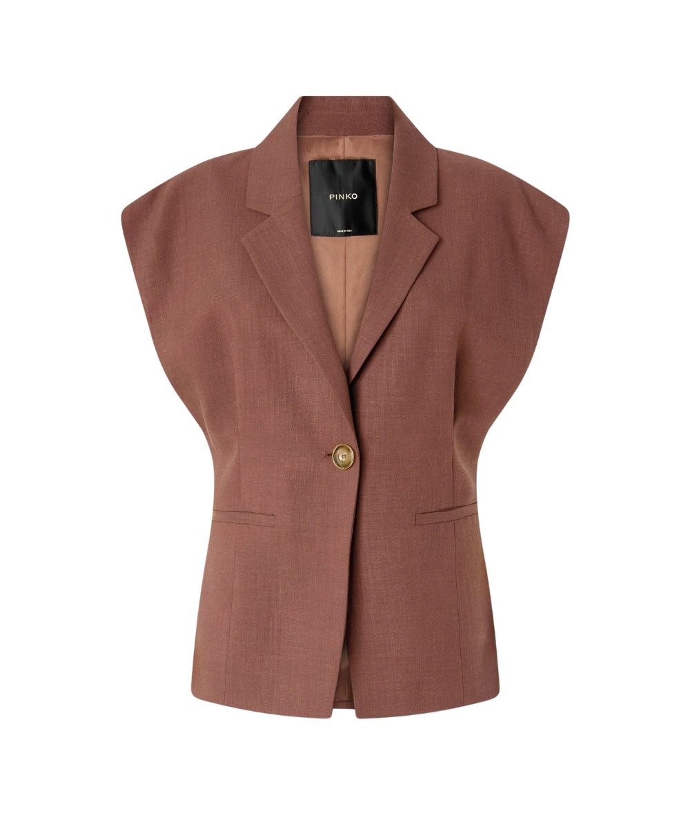 Pinko Gilet Monopetto Smanicato Floella 106509 A2W6 Marrone Terra
