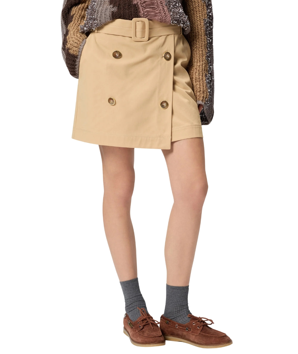 Pinko Gonna Corta in Cotone con Bottoni SYBIL 106279-A2ER Beige