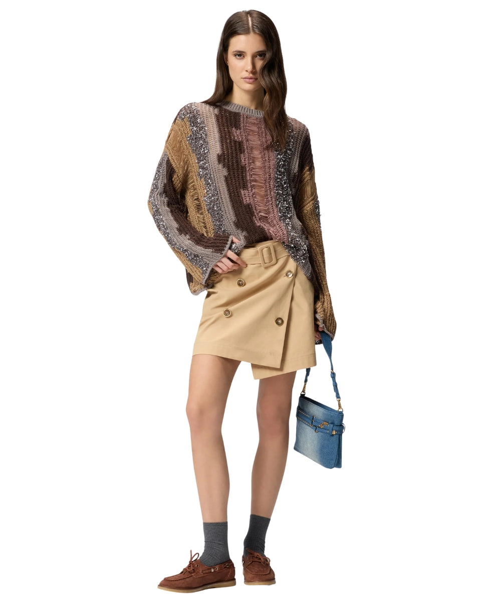 Pinko Gonna Corta in Cotone con Bottoni SYBIL 106279-A2ER Beige