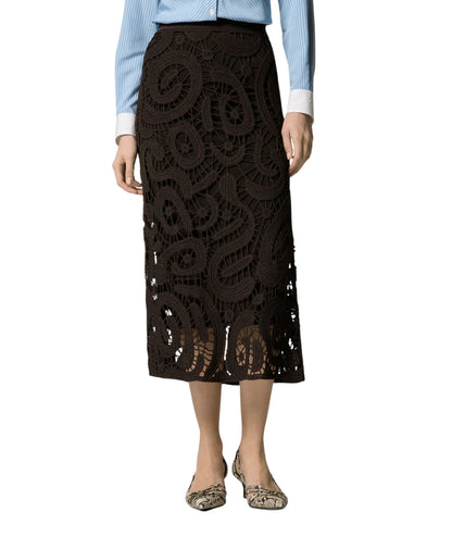 Pinko Gonna Midi in Crochet 106353 A354 Marrone