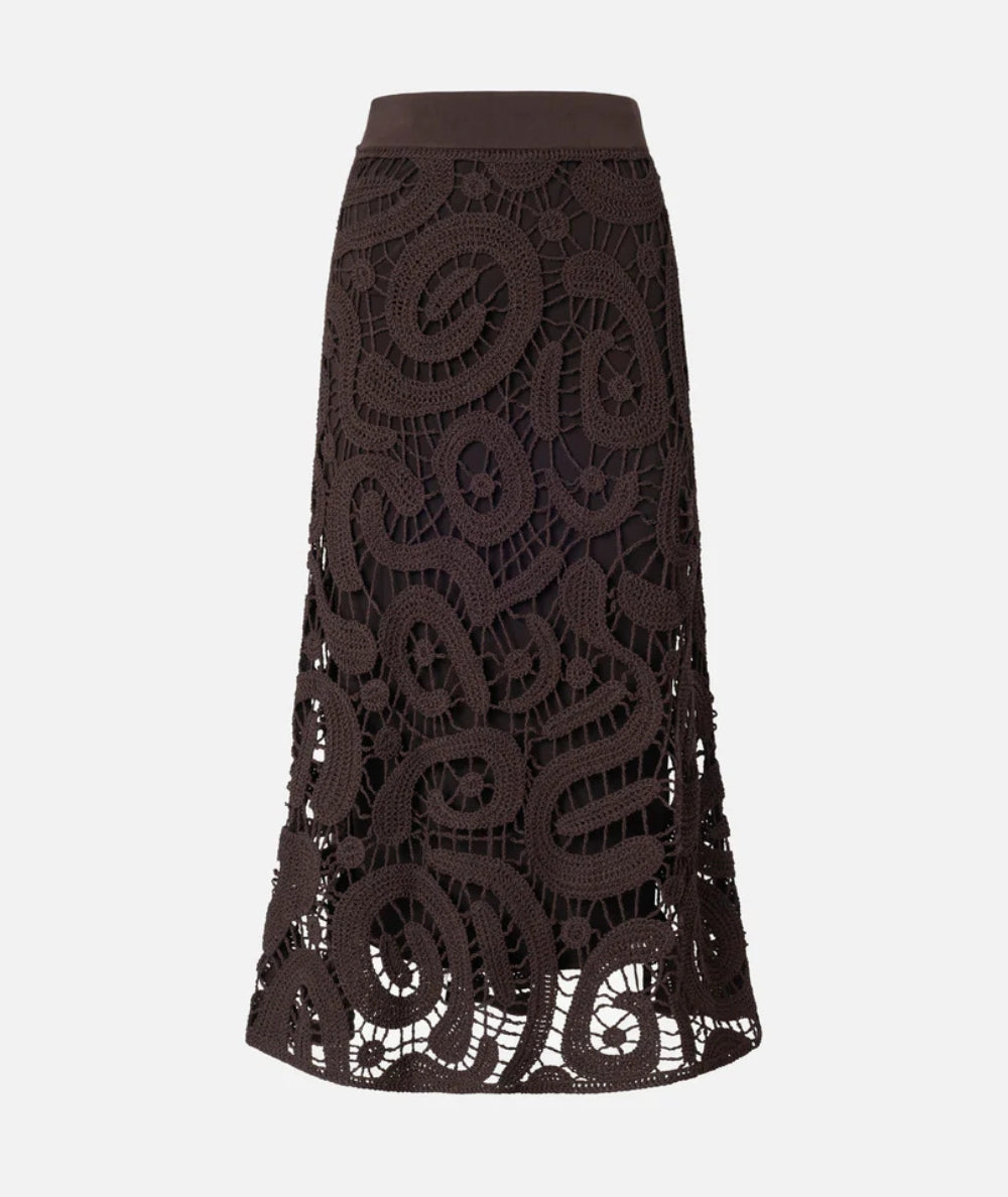 Pinko Gonna Midi in Crochet 106353 A354 Marrone