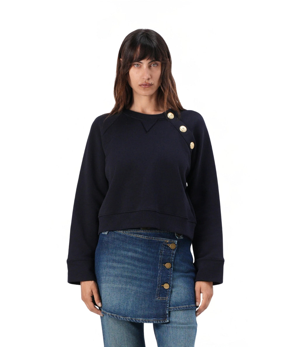 Pinko Maglia Felpa con Bottoni MARGARINA Blu Notte