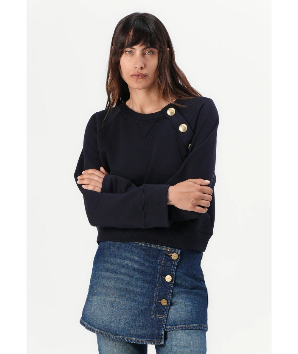 Pinko Maglia Felpa con Bottoni MARGARINA Blu Notte