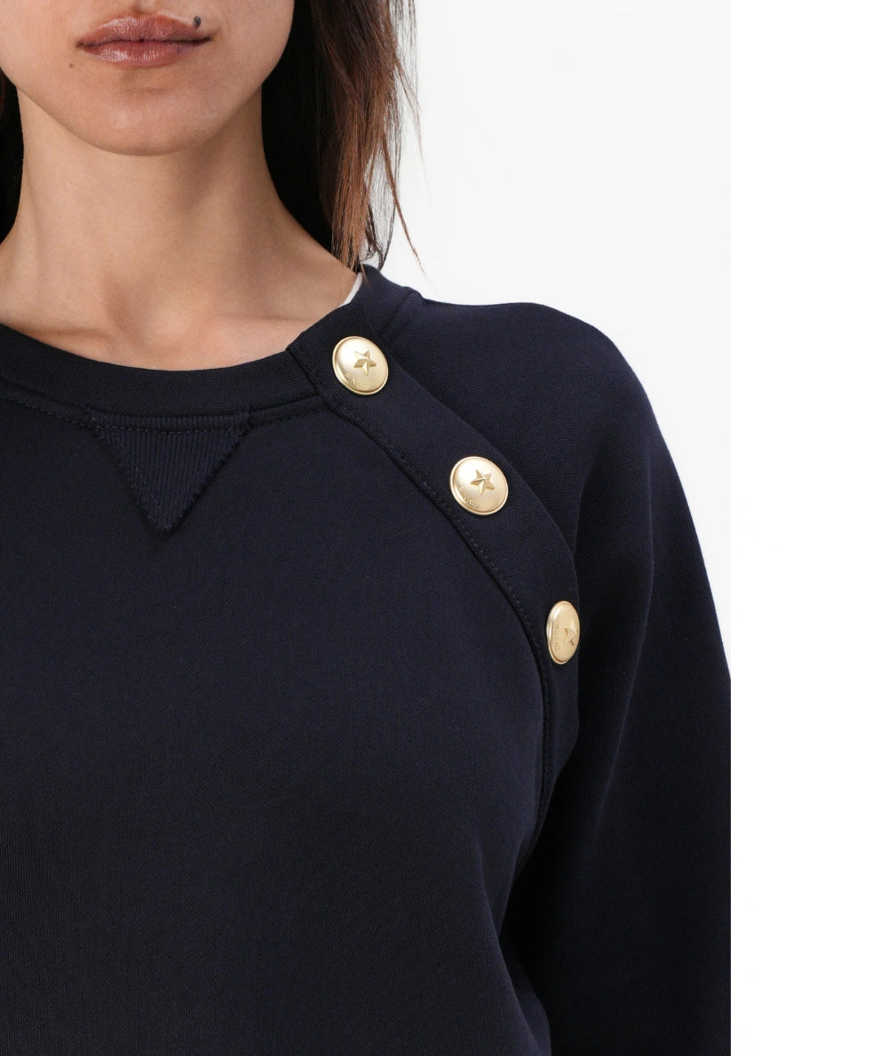 Pinko Maglia Felpa con Bottoni MARGARINA Blu Notte