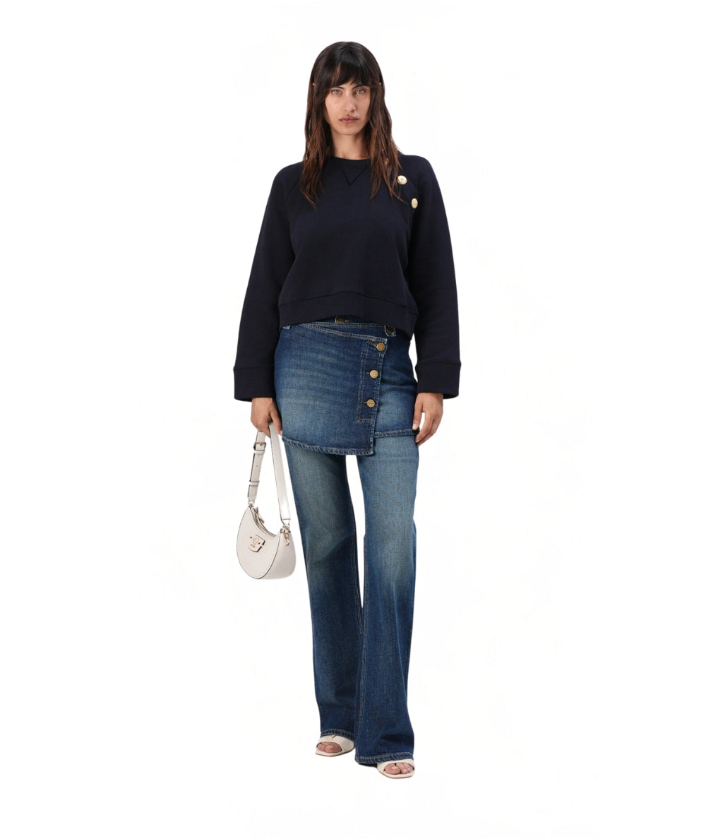 Pinko Maglia Felpa con Bottoni MARGARINA Blu Notte