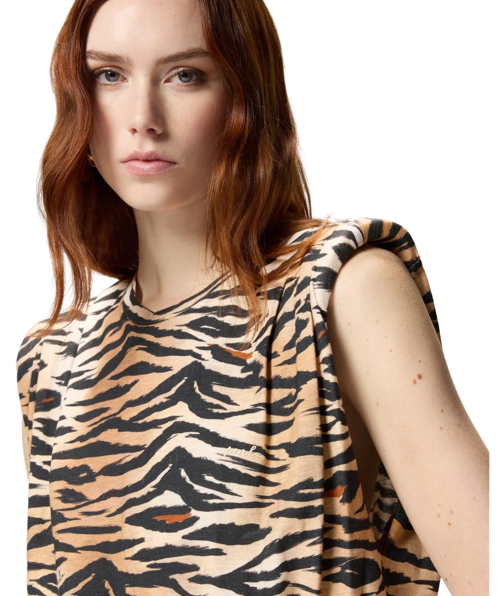 Pinko Maglia Smanicata Tigrata Myranda 106720 A37Z Nero Beige