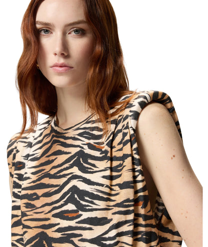 Pinko Maglia Smanicata Tigrata Myranda 106720 A37Z Nero Beige