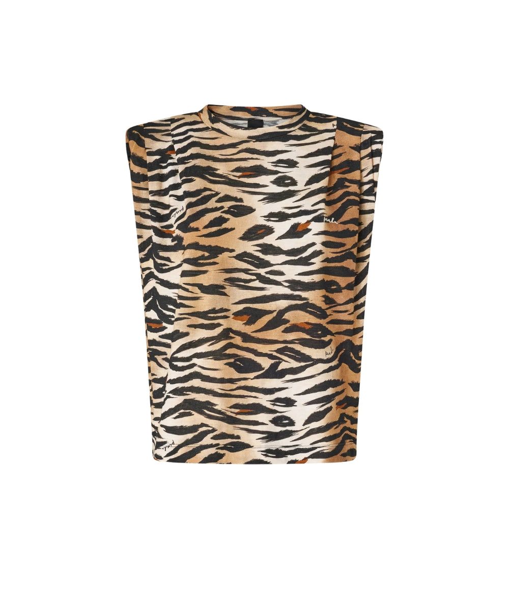 Pinko Maglia Smanicata Tigrata Myranda 106720 A37Z Nero Beige