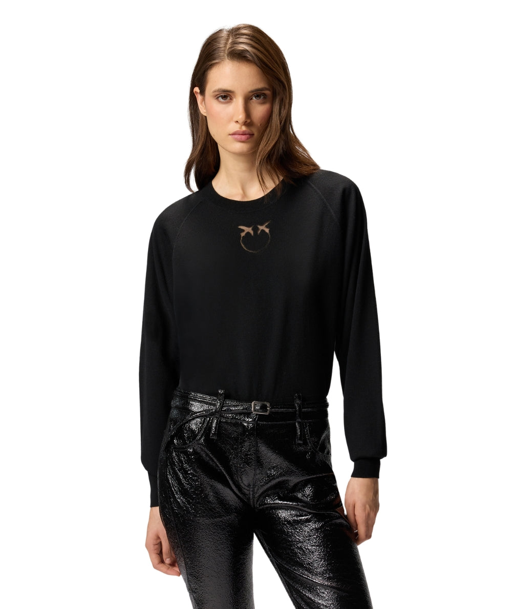 Pinko Maglia in Lana con Logo LANZAROTE Nero – Caneva '937